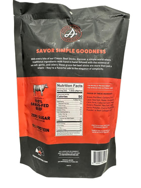 Generic Beef Sticks Classic side view with nutrition details for on-the-go eating