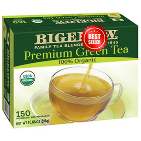 Generic Bigelowws green tea packaging signals premium organic quality for daily rituals