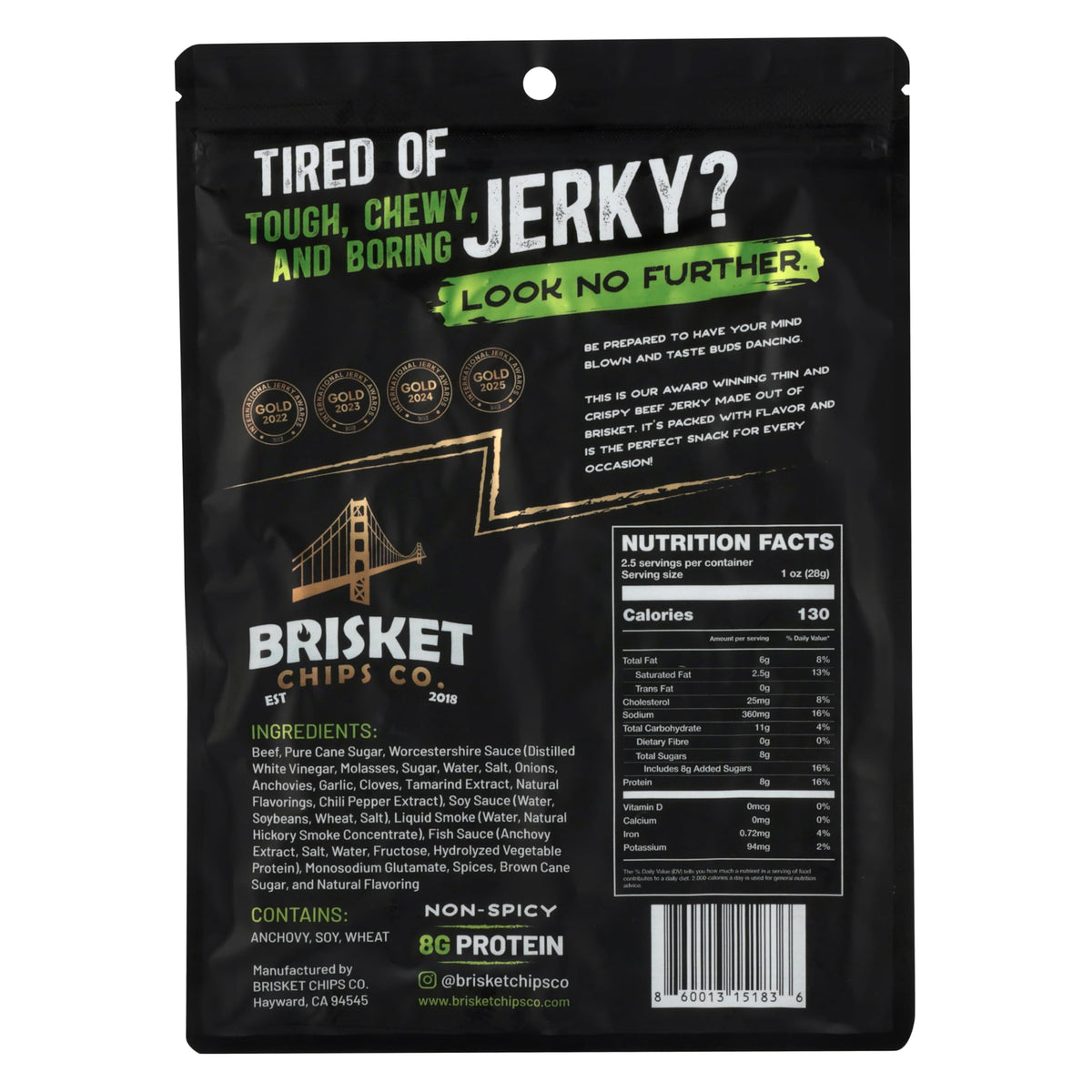 Generic Brisket Chips low carb snack in bag, perfect for on the go
