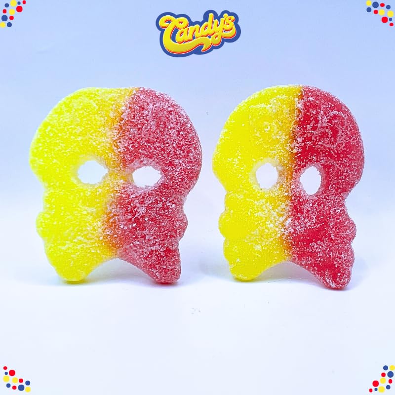 Generic BUBS Sour Fizzy Swedish Skulls fizzy dust coating texture close-up.