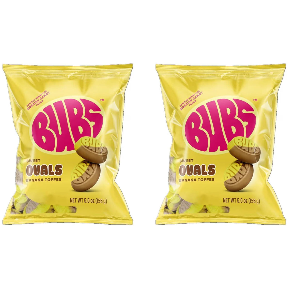 BUBS banana-toffee ovals close-up, creamy texture ideal for a snackable tropical treat