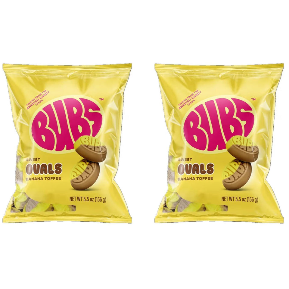 BUBS banana-toffee ovals close-up, creamy texture ideal for a snackable tropical treat