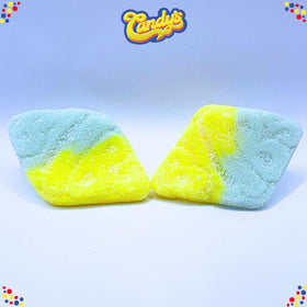BUBS Tutti Frutti rhombus foam candy multicolor diamonds arranged for a festive snack spread.