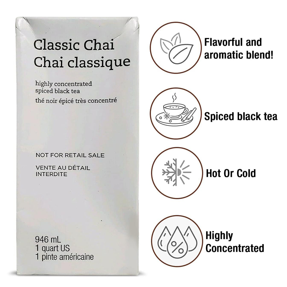 Generic CHAI Classic Tea Concentrate cup pour enabling cafe-quality lattes at home.
