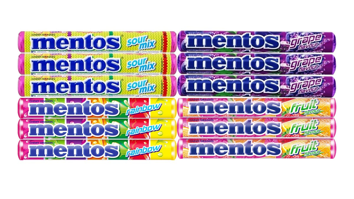 Generic Chewy Mint Dragees Candy Roll party pack with four colorful flavors, ideal for celebrations.