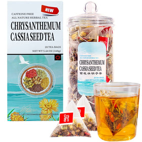 Generic Chrysanthemum Cassia Tea Bags pack shows a daily enjoyment moment.