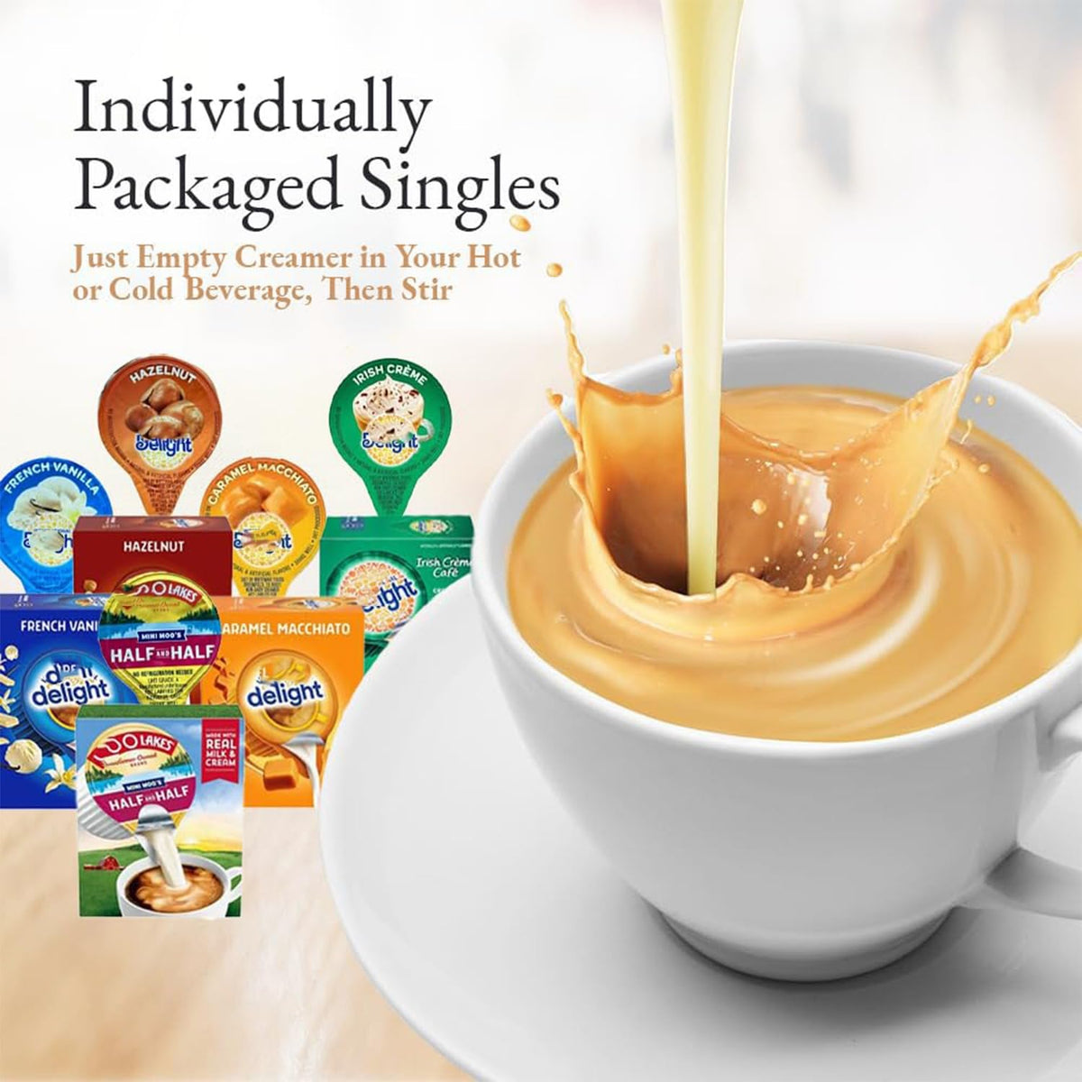 Generic Coffee Creamer Singles Hazelnut cups deliver smooth, consistent flavor.
