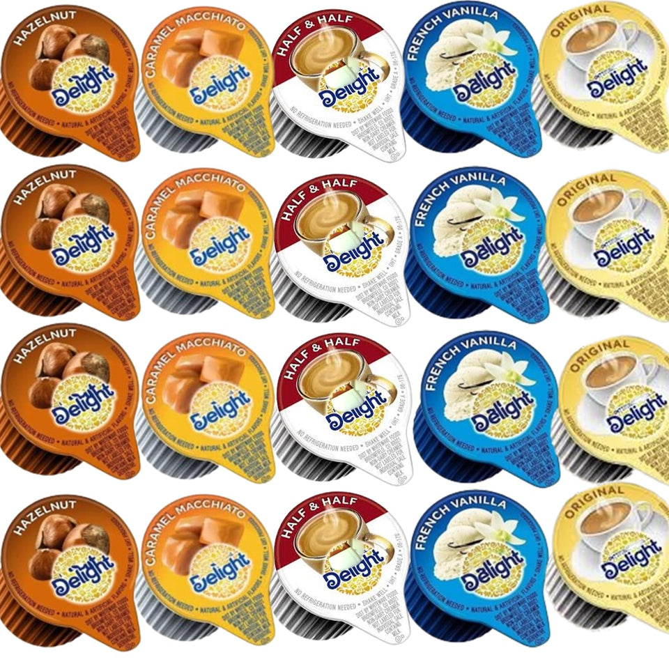 Generic Coffee Creamer Singles Variety Pack 150-count image shows convenient non-dairy flavors for home or office.