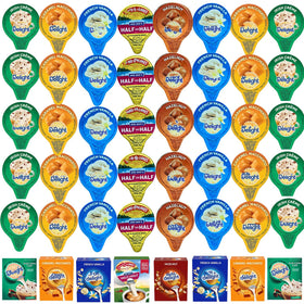 Generic Coffee Creamer Singles variety pack shown in a box for home or office.