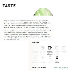 Generic pistachio vanilla double espresso coffee pod close-up, showcasing rich flavor potential.