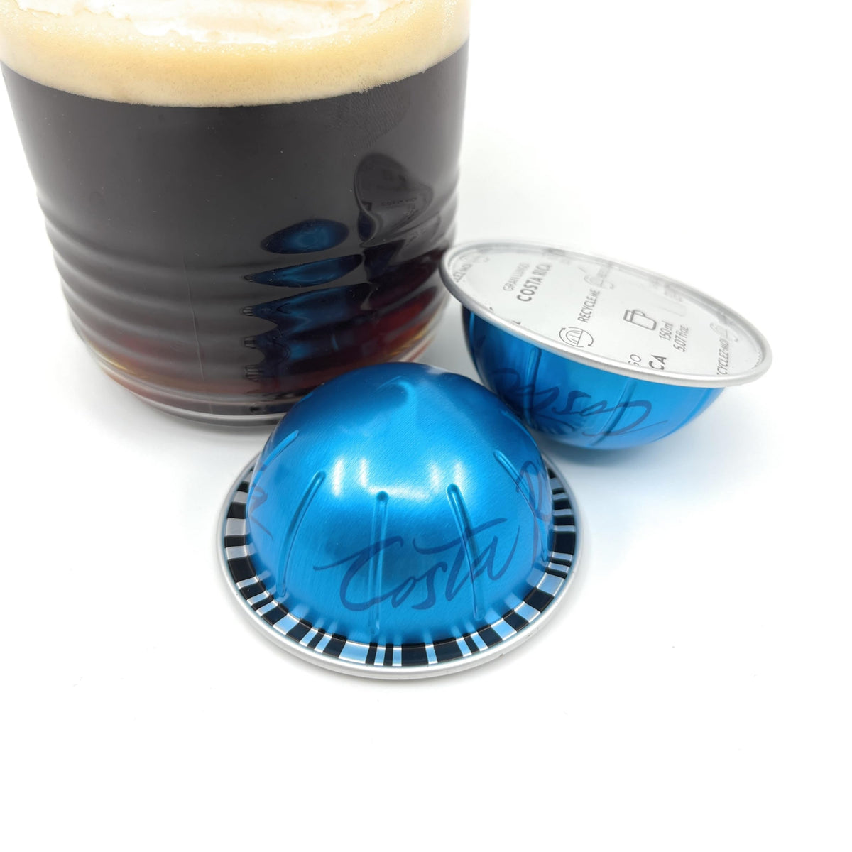 Generic Costa Rica Crafted Single Origins coffee pods in-cup showing rich aroma and balanced cup.