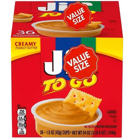 Generic creamy peanut butter snack cups, 36-count pack, perfect for school lunches.