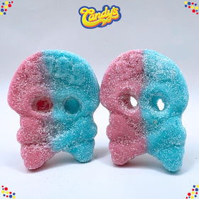 Generic Dizzy Skulls close-up—bubble gum flavor and fizzy foam texture appeal.