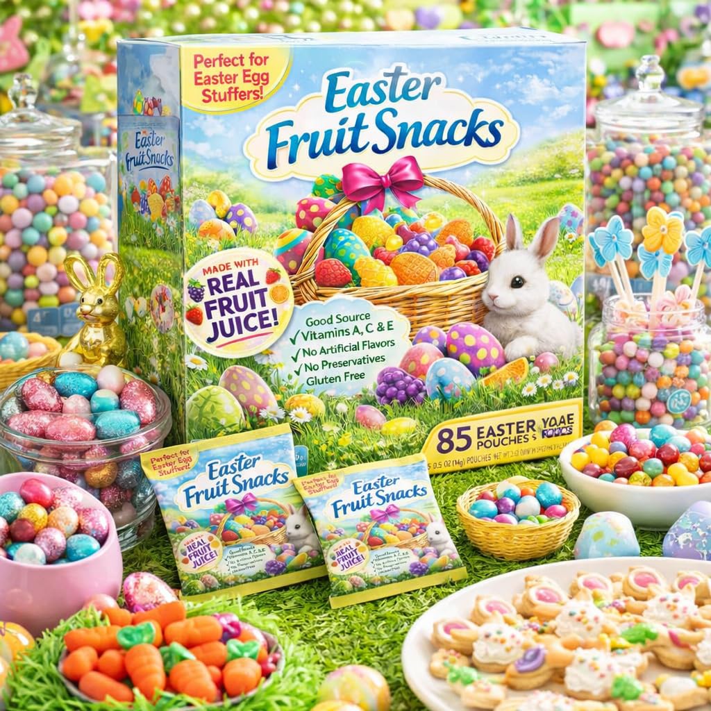 Generic Eater fruit snacks in vibrant packaging for party favors and gifts