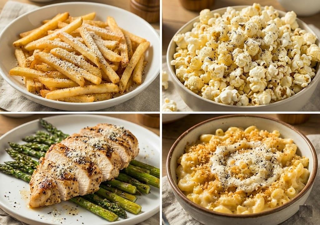 Generic Epicurean Truffle Seasoning on popcorn shows flavor enhancement