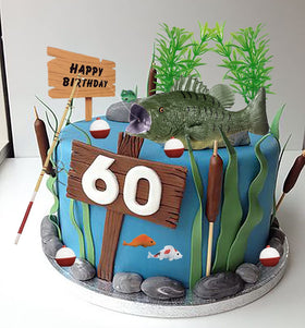 Generic fake grass decorations add verdant accents to cake toppers