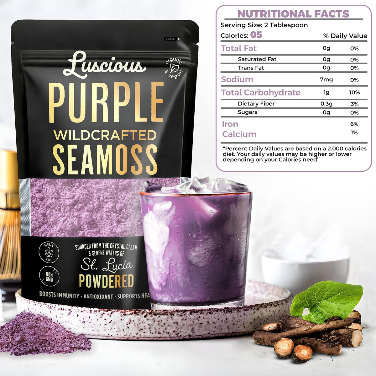 Generic Finely milled gold sea moss powder texture for mixing