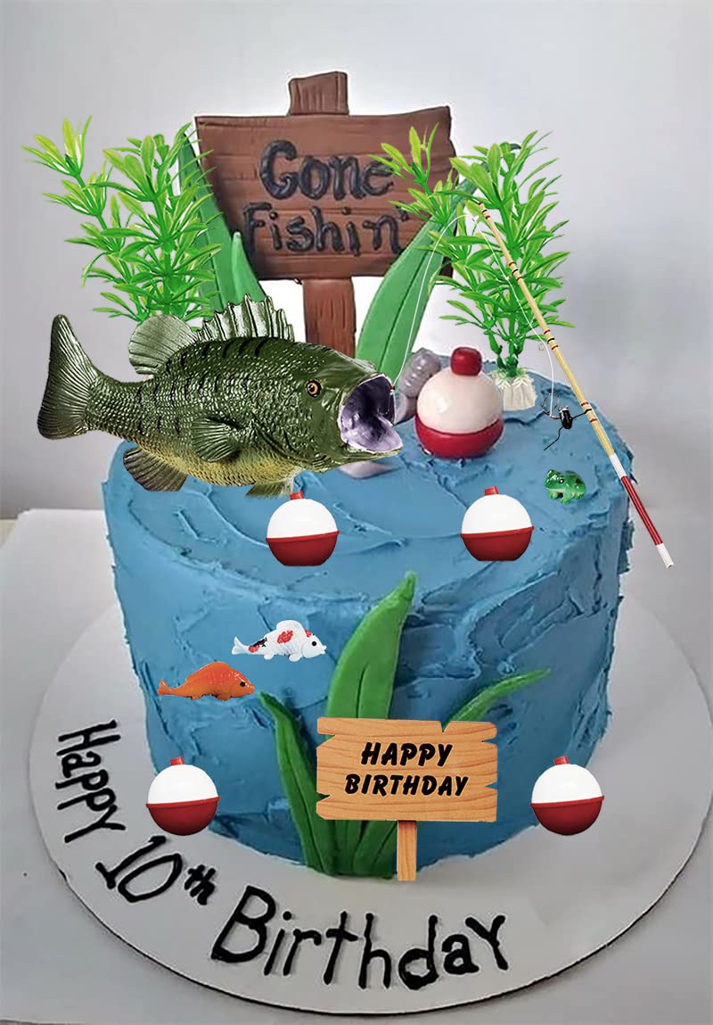Generic fishing rod topper component provides realistic fishing vibe for cake