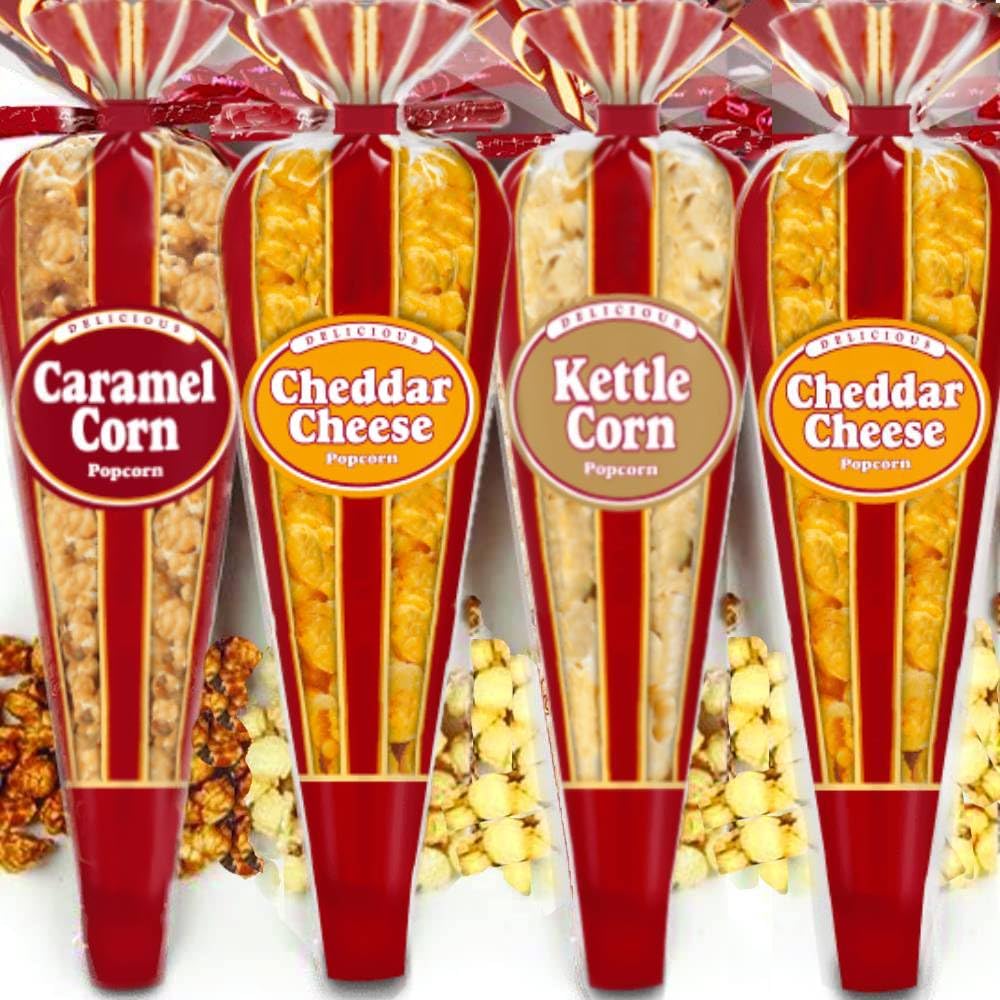 Generic Gourmet Popcorn caramel corn cone close-up 2.2oz