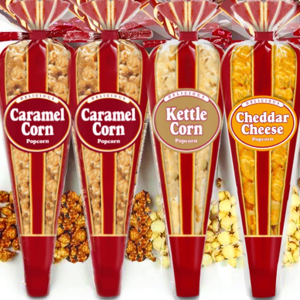 Generic Gourmet Popcorn four mini cones pack for gifting and tasting