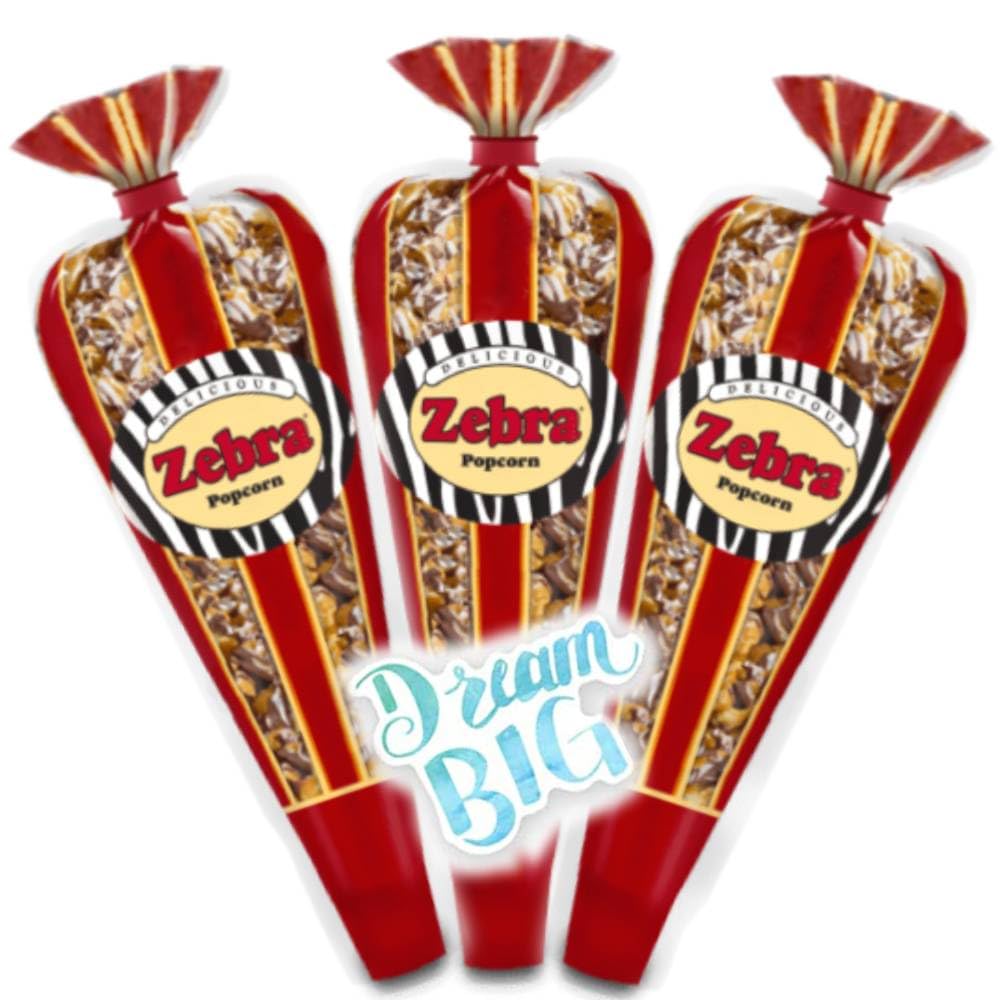 Generic Gourmet Popcorn three-pack snack display highlights compact gifting options