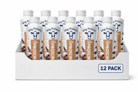 Generic High-Protein Chocolate bottle pour showing creamy texture and post-workout use