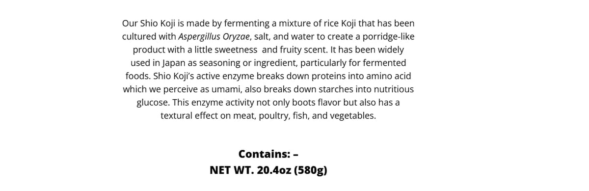 Generic Hikari Shio Koji on meat slices demonstrates tenderizing flavor enhancer.