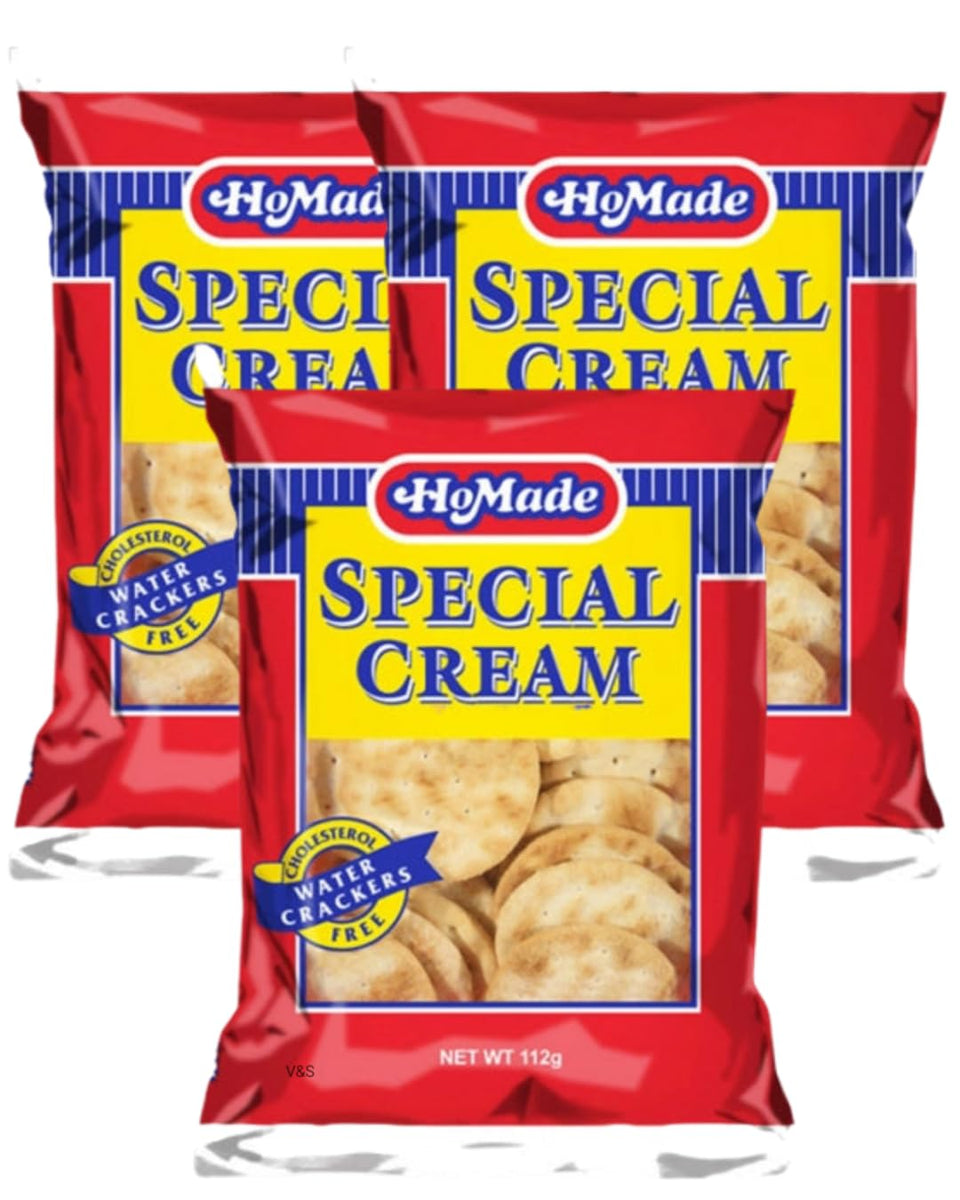 Generic HoMade Jamaican Special Cream Crackers 3-pack on shelf, versatile pantry staple
