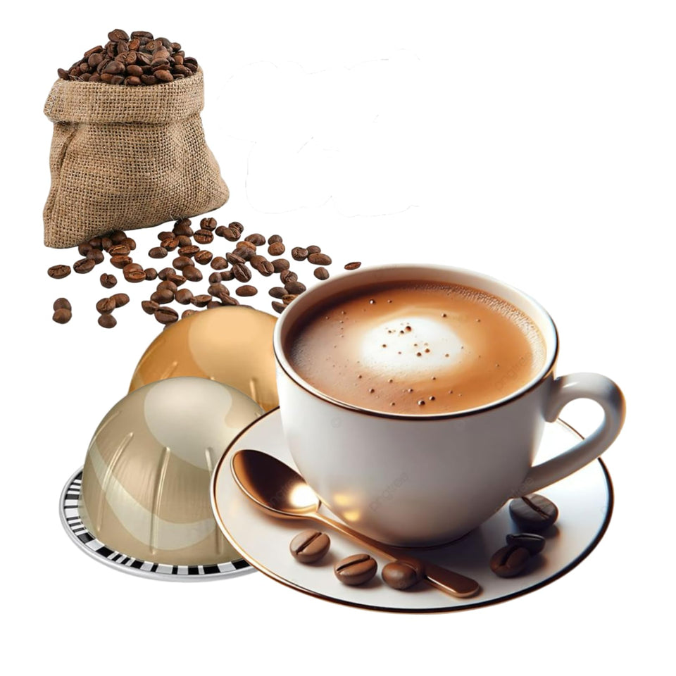 Generic Home Cafe premium coffee capsules in-pack shot with Sweet Vanilla and Golden Caramel for cafe-quality espresso