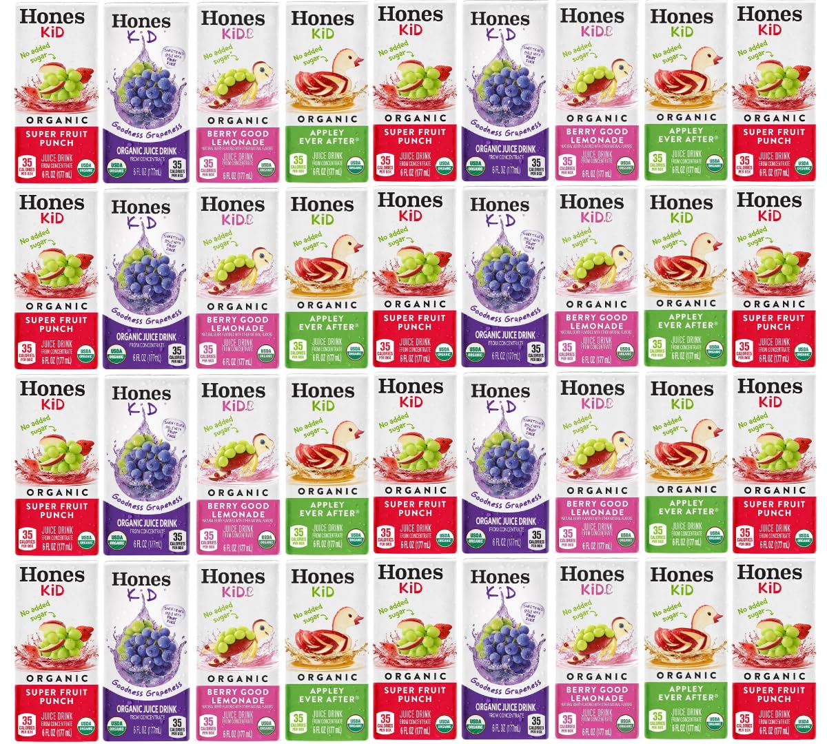 Generic Honest Kid Organic Juice Variety Pack in a box, ideal for lunchboxes.