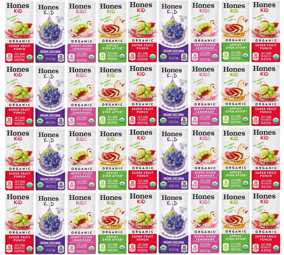Generic Honest Kid Organic Juice Variety Pack in a box, ideal for lunchboxes.