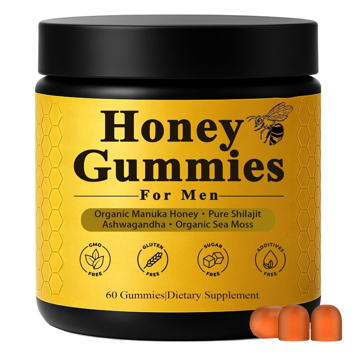 Generic Honey Gummies for Men packaging shows a convenient, shelf-ready box.