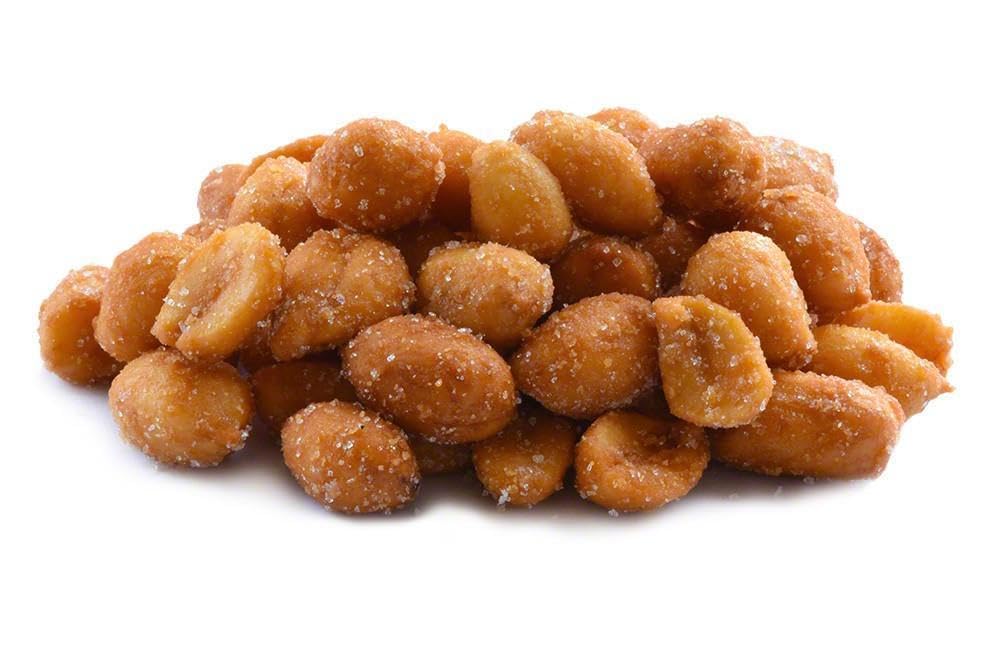 Close-up of Generic honey roasted peanuts with sea salt glaze for flavorful snack