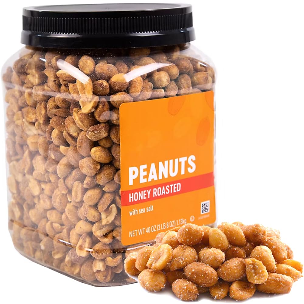 Generic honey roasted peanuts in a resealable jar for on-the-go snacking