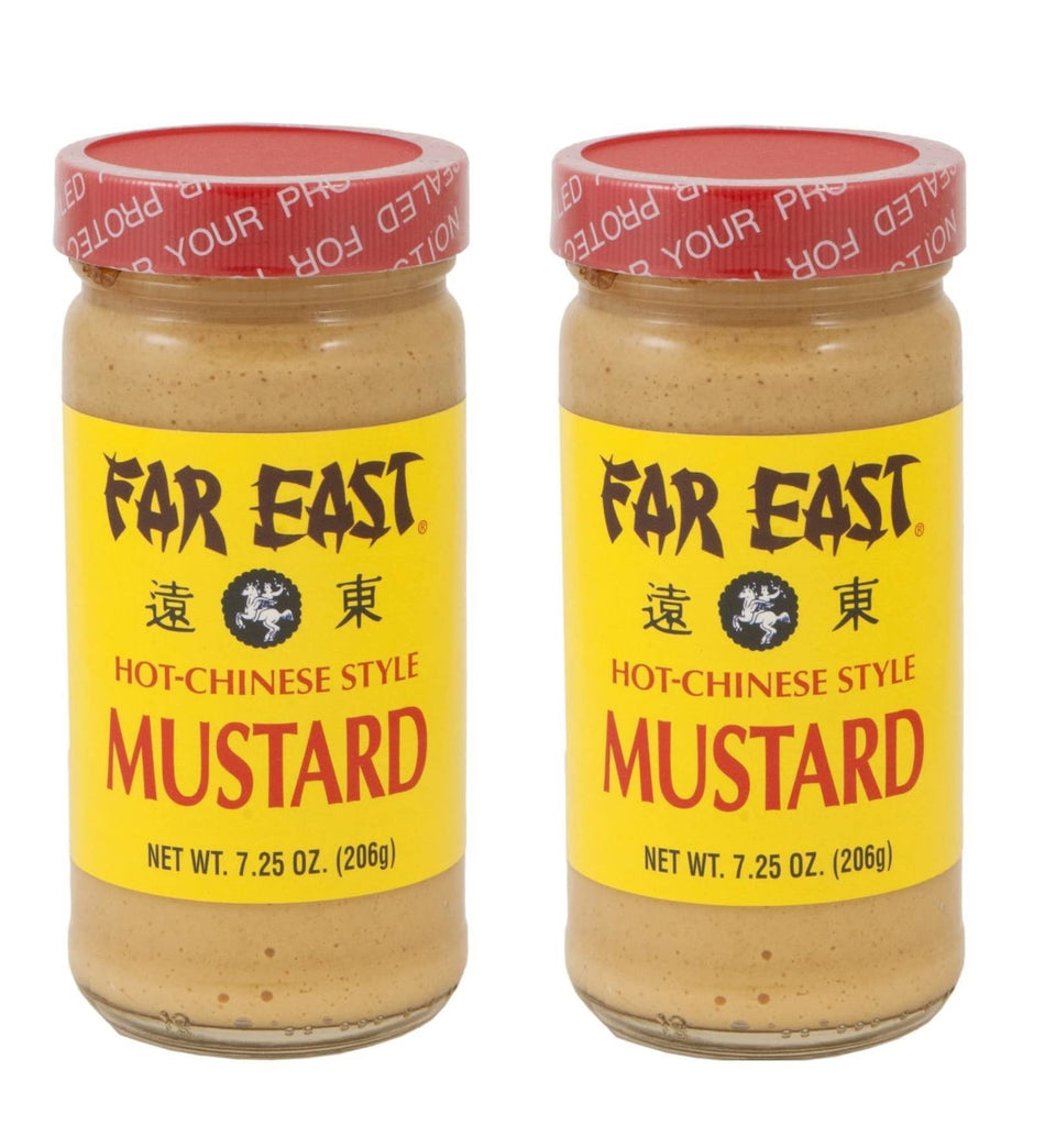 Generic hot Chinese mustard two-jar pack ready for dipping and flavor exploration.