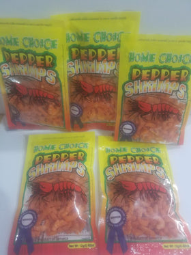 Generic Jamaican Peppered Shimps open bag showing ready-to-use shrimp