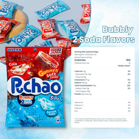 Generic Japanese Chew Puchao ramune-cola flavor close-up, fizzy notes implied.