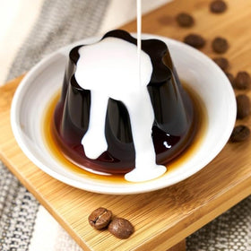 Generic Japanese Coffee Jelly cups on display ready to serve desserts for guests.