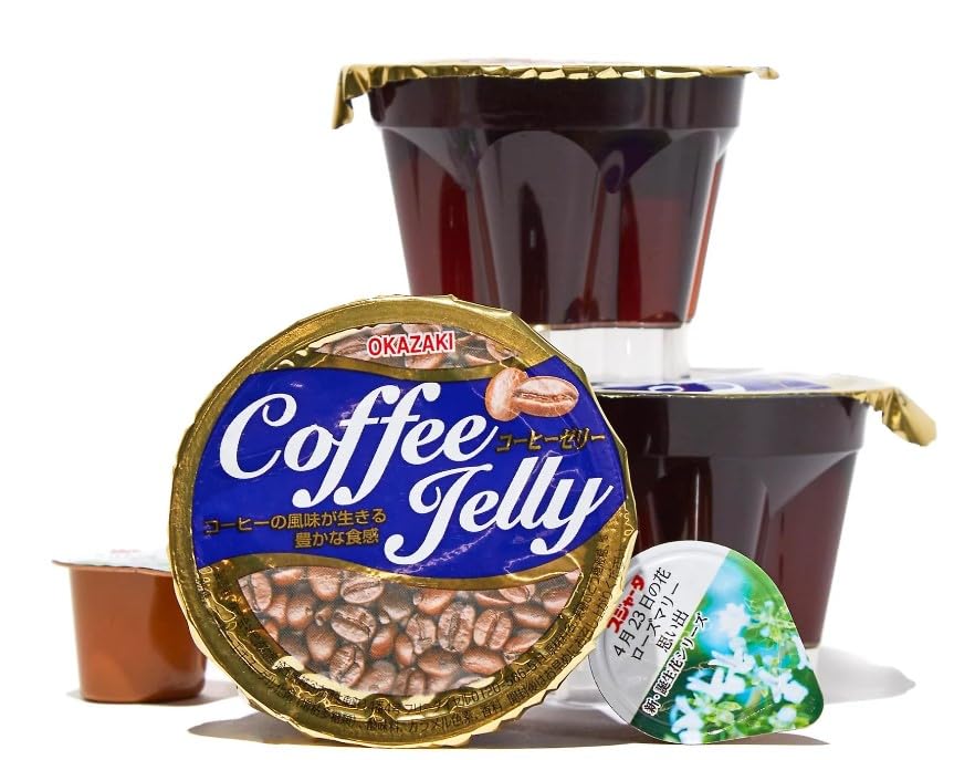 Generic Japanese Coffee Jelly packaging back shows serving ideas and quick prep notes.