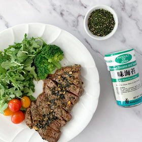 Generic Furikake sprinkled over a bowl of rice for authentic Japanese flavor