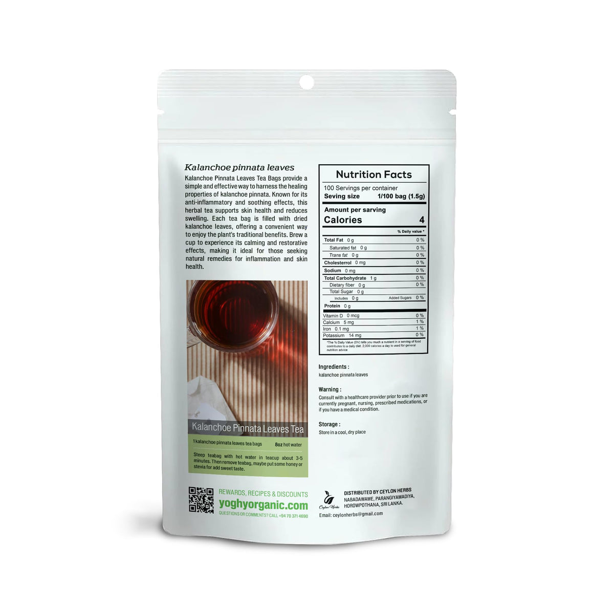 Generic Kalanchoe Pinnata tea bags provide convenient pre-portioned brewing for a smooth cup.