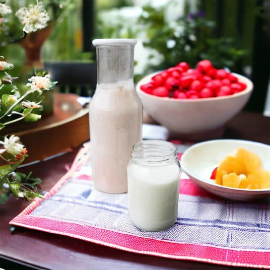 Generic Milk Kefir Grains Starter glass of probiotic kefir with bubbles