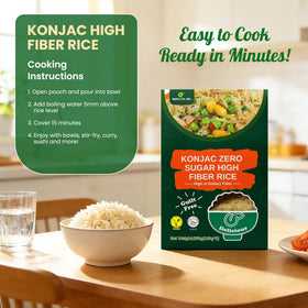 Generic Ketoslim Mo konnyaku rice cooked base, fluffy texture for light satisfying bowls.