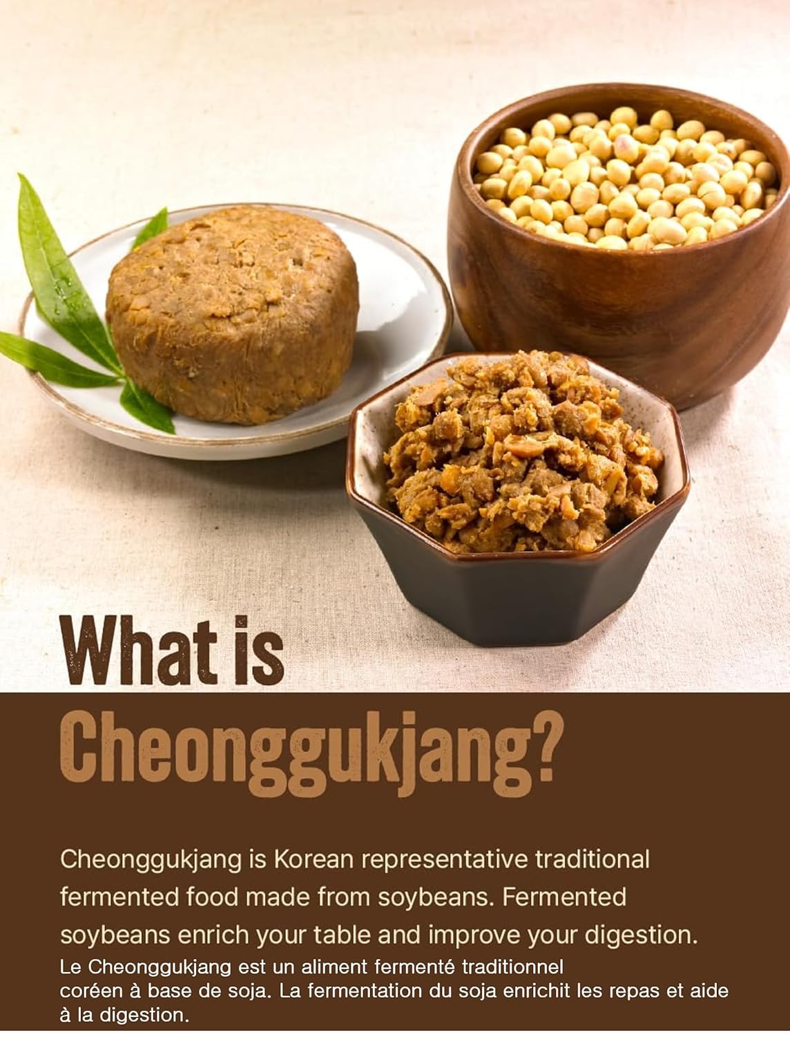 Generic Korean Fermented Soybean Powder being added to a pot of soup for depth