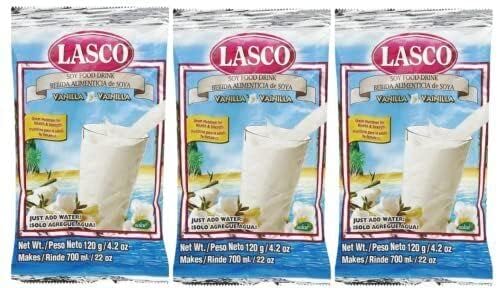 Generic Lasco Vanilla Food Drink bottle 3-pack, creamy vanilla flavor for breakfast or snack.