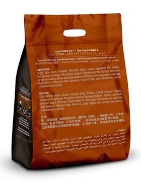 Generic Lingzhi 3-in-1 Coffee sachets arranged for a quick morning routine.