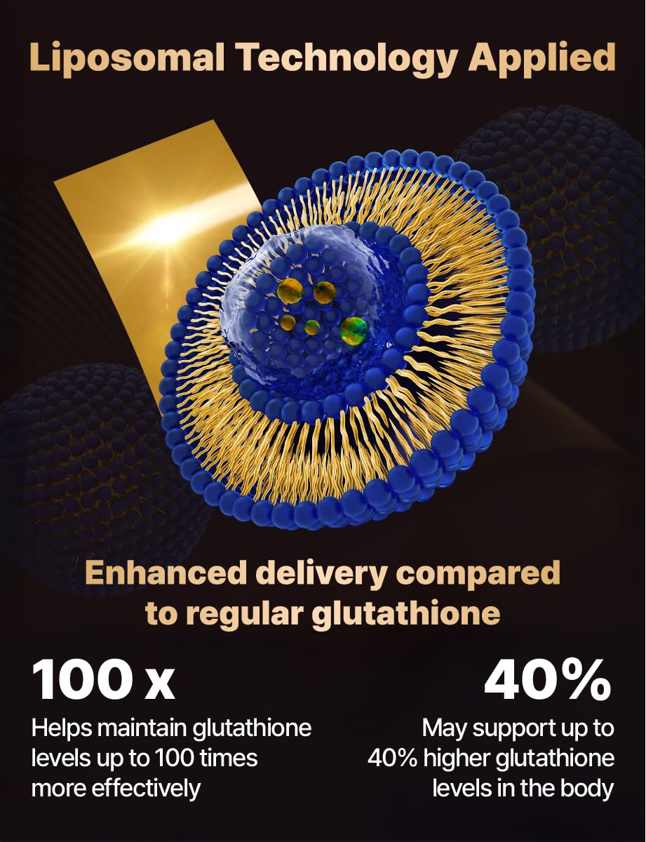 Generic Liposomal Glutathione Ever Film close-up label indicating 90% purity.