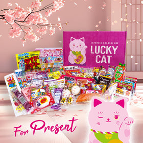 Generic Lucky Cat pink box colorful packaging for celebrations.