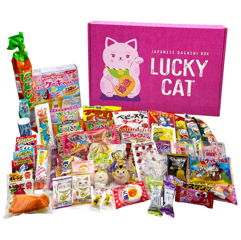 Generic Lucky Cat pink box packaging, gift-ready presentation for celebrations.