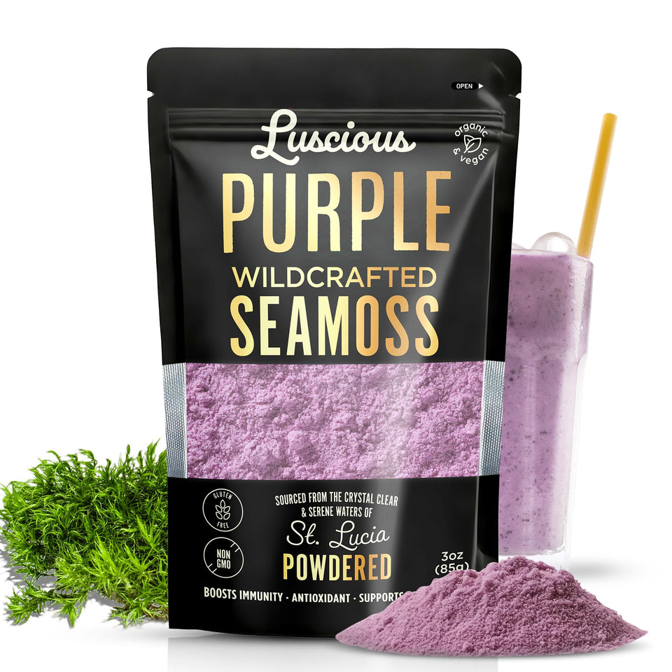Generic Luscious Purple Sea Moss Powder jar blends easily into smoothies